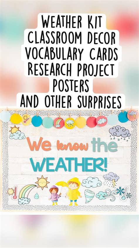 Weather Chart Bulletin Board & Classroom Decor. Posters, Vocabulary ...