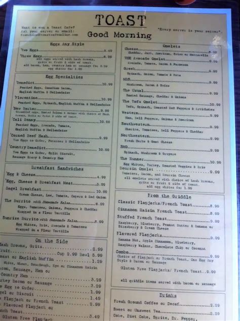 Toast Cafe Menu, Menu for Toast Cafe, Cary, Research Triangle - Urbanspoon/Zomato