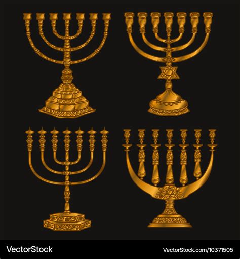 Jewish religious symbol menorah isolated on white Vector Image