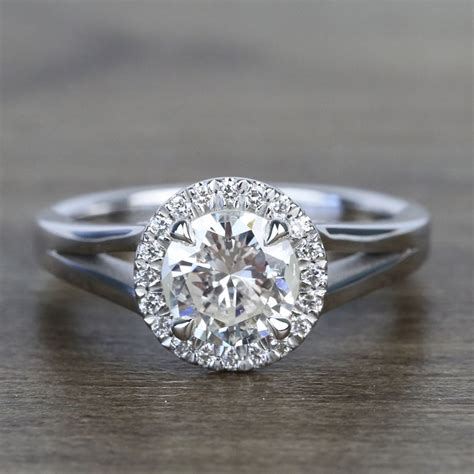 1.25 Carat Diamond Halo Ring In 14K White Gold