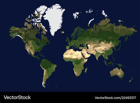 Coloured Physical Map World View From Space Vector Image | The Best Porn Website