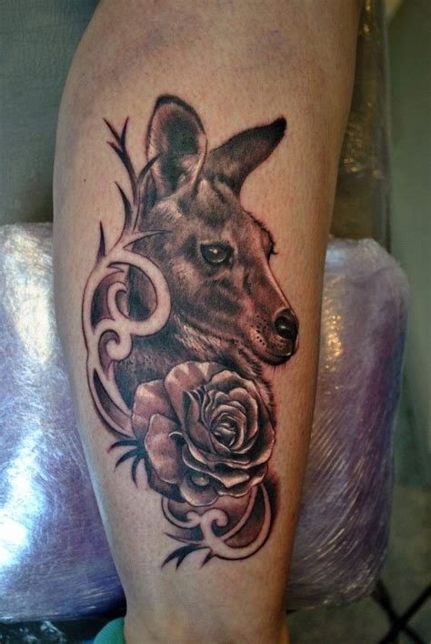 Realistic Colored Kangaroo With Rose Flowers Tattoo On Arm Sleeve | Tattoos, Body art tattoos ...