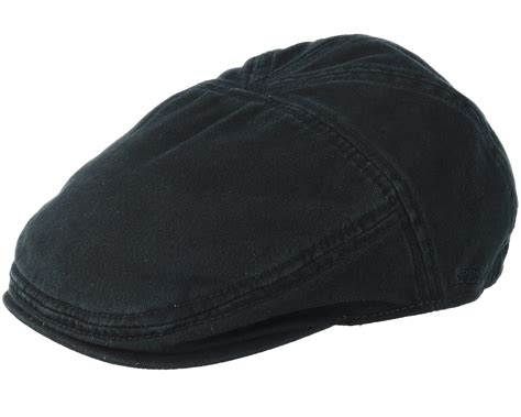 Ivy Cap Cotton Black Flatcap - Stetson caps - Hatstoreworld.com