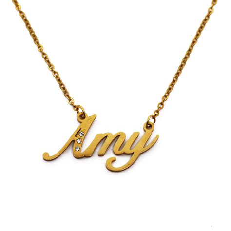 Amy Name Necklace Personalized Name Jewellery Silver Tone - Etsy New Zealand