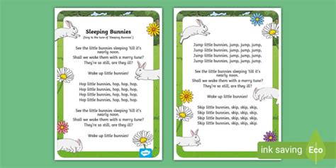 Sleeping Bunnies Nursery Rhyme Poster (teacher made)