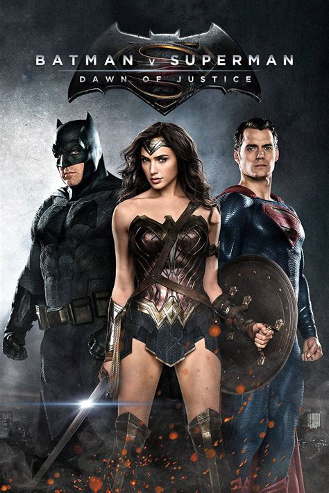 Download Batman V Superman Dawn Of Justice Poster With Wonder Woman Wallpaper | Wallpapers.com