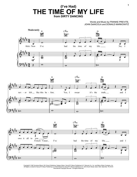 (I've Had) The Time Of My Life by Bill Medley & Jennifer Warnes Sheet Music for Piano, Vocal ...