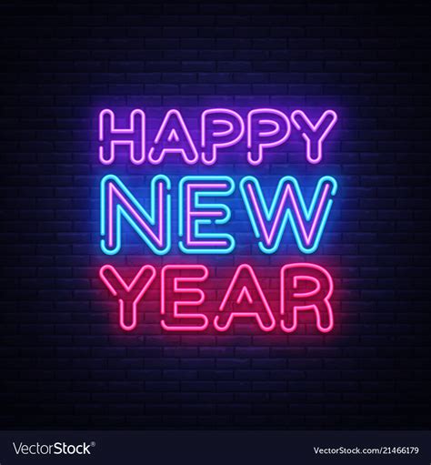 Happy new year neon text sign Royalty Free Vector Image