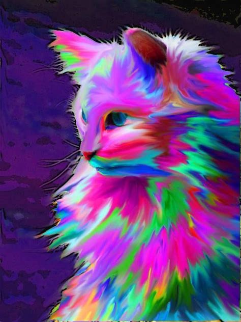 Neon Colorful Cat Ar moment love | Cat colors, Cat art, Watercolor cat