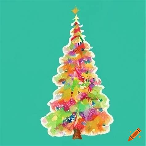 Christmas trees, color pencil sketches, high definition