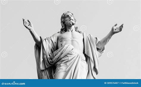 Statue of Jesus Christ. Black and White Photography Stock Illustration ...