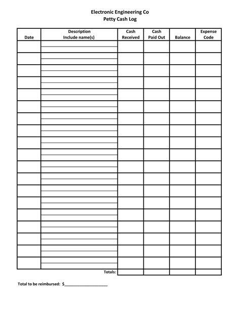 Free Printable Petty Cash Log Templates [Excel, Word, PDF]