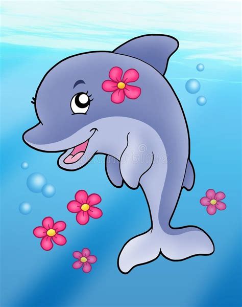 Cute dolphin girl in sea stock illustration. Illustration of design - 9349123 | Dolphin art ...