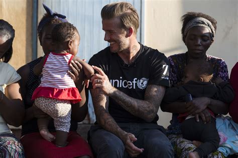 UNICEF Goodwill Ambassador David Beckham meets a a support group of ...