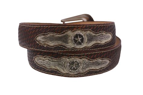 Men Western Cowboy Belt Ranger Concho Genuine Leather Rodeo Silver ...