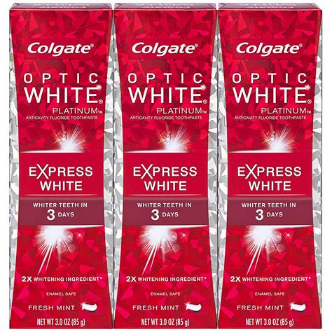 Buy Colgate Optic White Express White Whitening Toothpaste, Travel Friendly - 3 Ounce (Pack of 3 ...