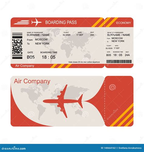 Plane Ticket Template. Air Economy Flight Vector Illustration | CartoonDealer.com #140664162