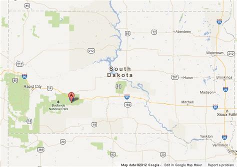 Map of Badlands National Park in South Dakota