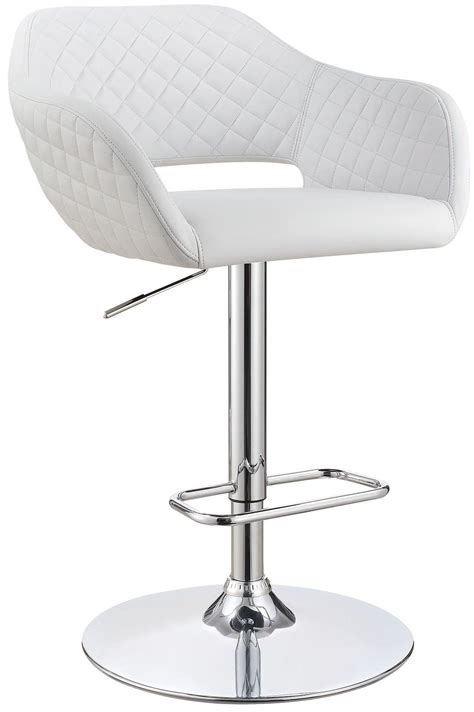 25" White Adjustable Bar Stool from Coaster | Coleman Furniture