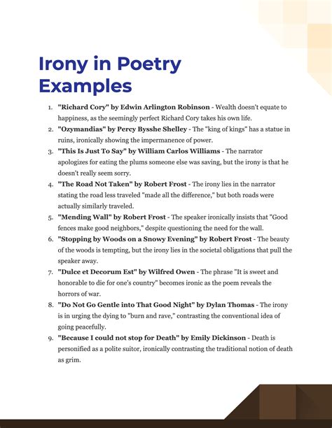 Irony in Poetry - 99+ Examples, PDF