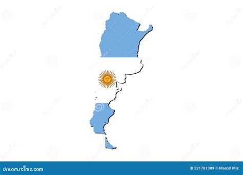 Outline Map of Argentina with the National Flag Stock Illustration - Illustration of graphics ...