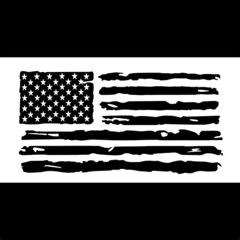 Distressed American Flag Decal Black And White