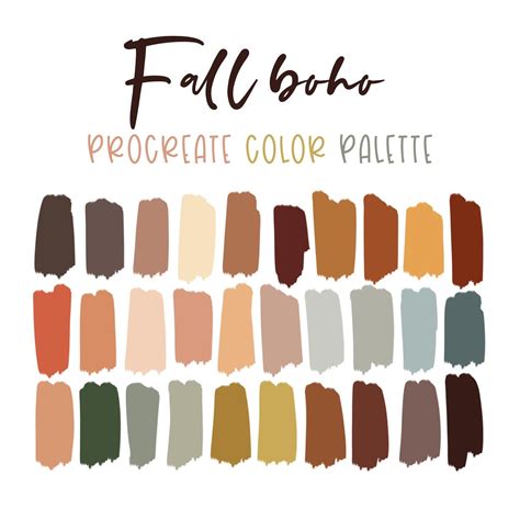 Fall Boho Color Palette // Procreate Color Palette // Color | Etsy in 2021 | Fall wedding color ...
