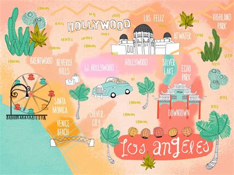 Los Angeles Map map illustration graphic design | Ángeles, Los angeles ...