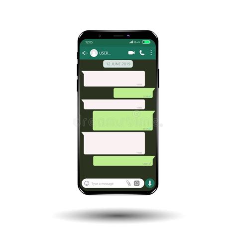 Mockup of Phone with Mobile Messenger on Screen, Inspired by WhatsApp ...