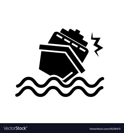 Sinking ship silhouette icon or ship in collision Vector Image