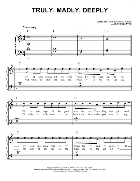 Savage Garden - Truly, Madly, Deeply sheet music