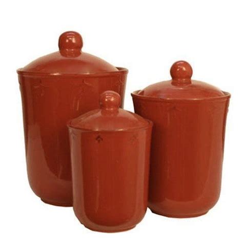 Red Ceramic Canisters - Set of 3 by VIP. $49.95. Beautifully designed, this lovely red ceramic ...