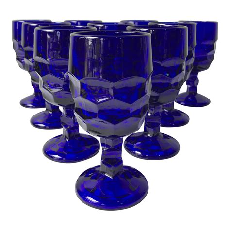 Vintage Cobalt Blue Glasses | Chairish