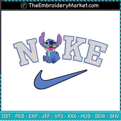 Stitch x Nike Embroidery Designs File, Disney Nike Machine Embroidery ...