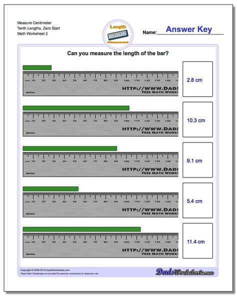 Reading A Metric Ruler Worksheets