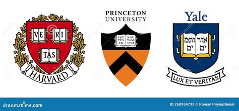 Harvard, Princeton, Yale - Top 3 Ivy League Universities Logo Shield ...