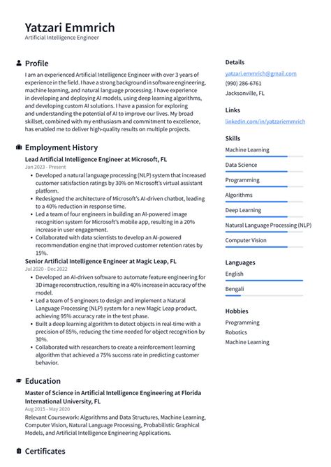 Apple Artificial Intelligence Engineer Resume Examples