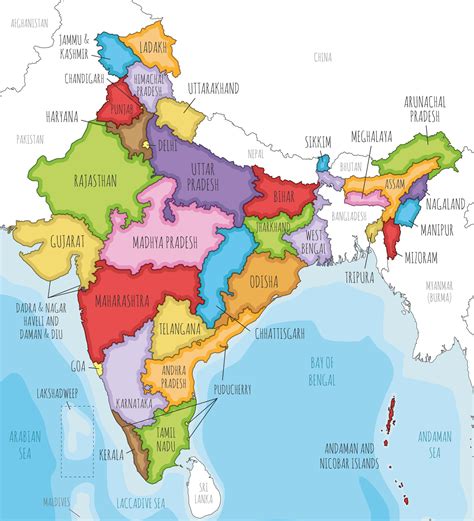 India Map With States 2023 - Image to u