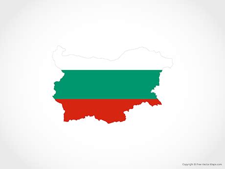 Printable Vector Map of Bulgaria - Flag | Free Vector Maps