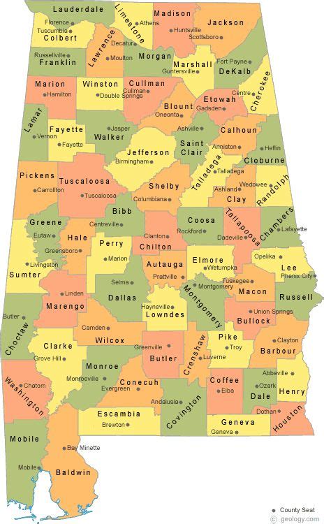 map of Alabama Counties | County map, Alabama, Alabama travel