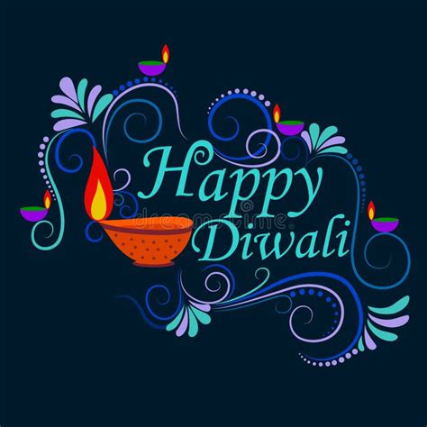 Happy Diwali Typography in Calligraphy Style for Festival of India Stock Vector - Illustration ...