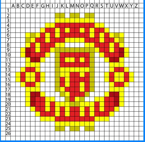 Manchester Utd Logo Pixel Art - Einfache Vorlage zum Zeichnen