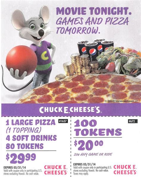 treasures for tots: Chuck E. Cheese Coupons (expires 3/31/14 ...