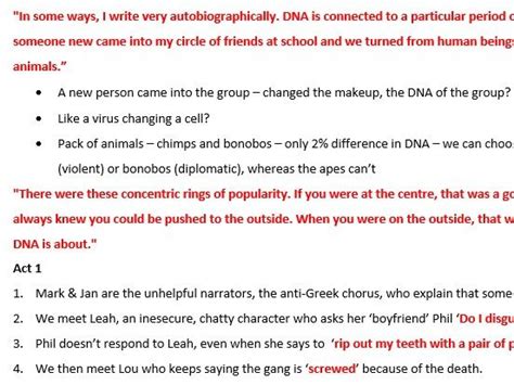 Revision Resources: DNA by Dennis Kelly | Teaching Resources