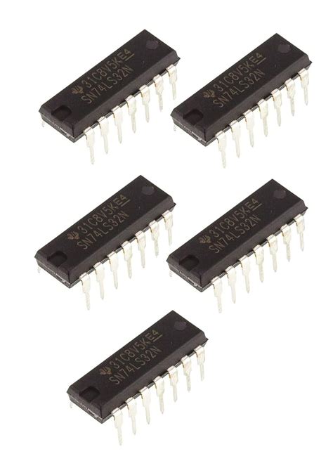 INVENTO 5Pcs SN74LS32N 7432 IC OR Gate Logic Gate, 74LS32, 2 Input, 8 ...