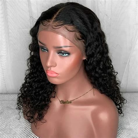 Nemer Glueless 13*6 Curly Lace Front Human Hair Wigs with Baby Hair Brazilian 150% Density Lace ...