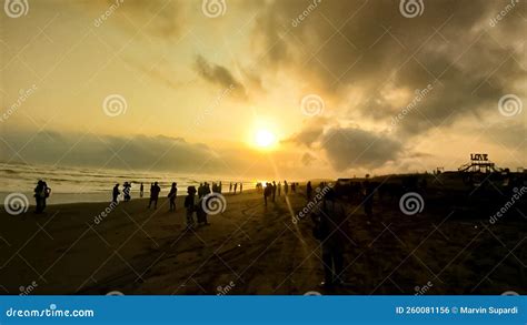 Sunset at Parangtritis Beach, Yogyakarta. Stock Photo - Image of wave ...