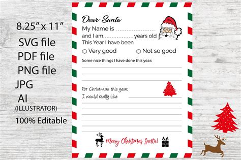 Letter to Santa Claus Kids Template Afbeelding door ...