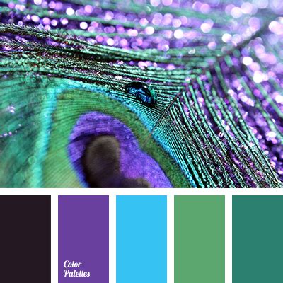 Color Palette Swatches Of Iridescent Coloration Of The Peacock Blue ...