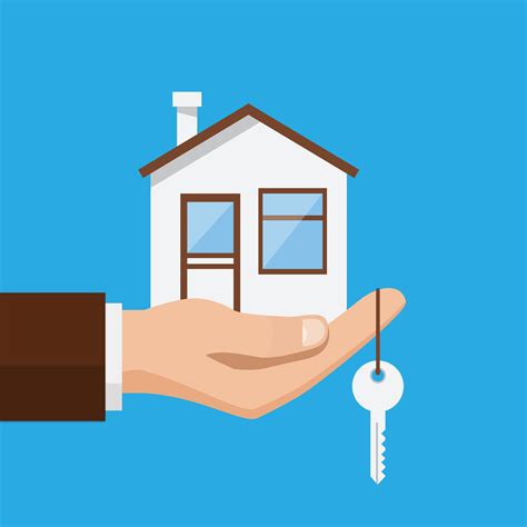 Real estate offer, businessman holding a house and key 625609 Vector Art at Vecteezy